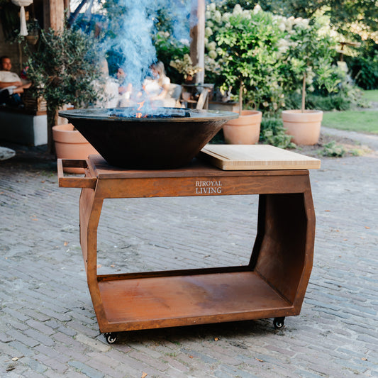 BBQ Plancha Grill Big Jack Acero corten 3.0 - Con tapa y leñero