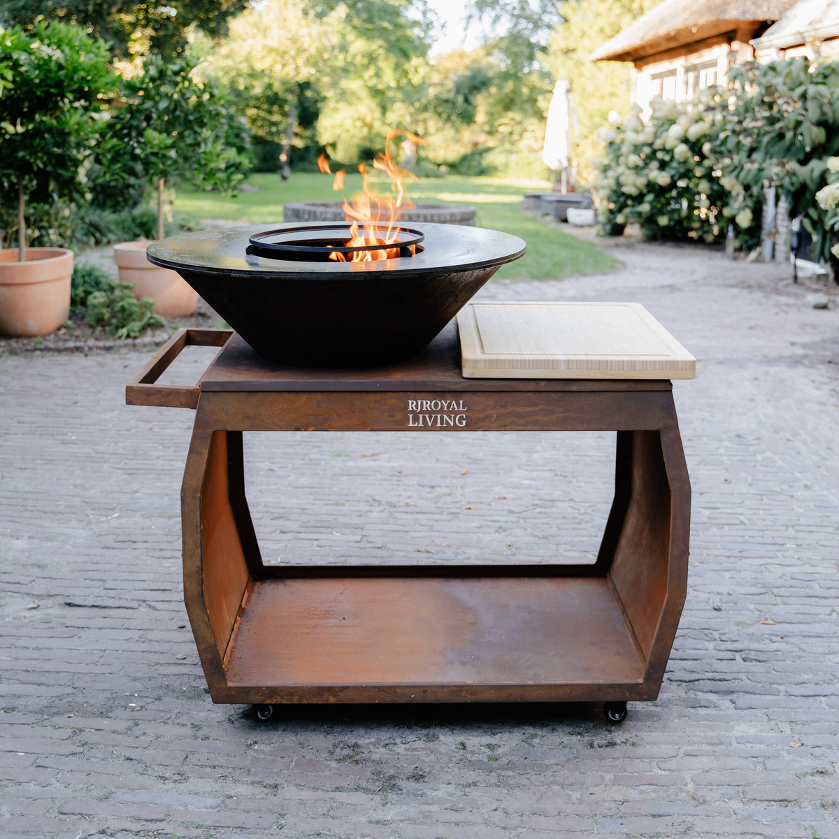 BBQ Plancha Grill Big Jack Acero corten 3.0 - Con tapa y leñero