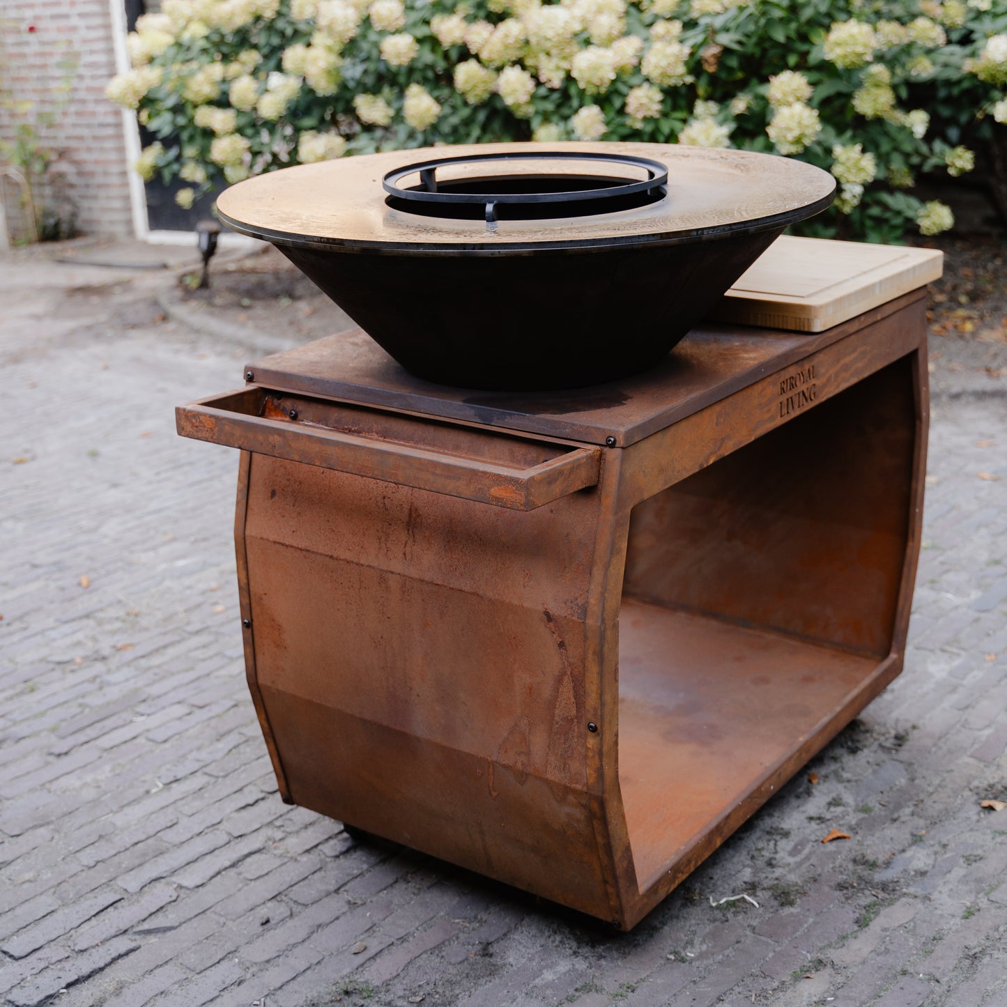 BBQ Plancha Grill Big Jack Acero corten 3.0 - Con tapa y leñero