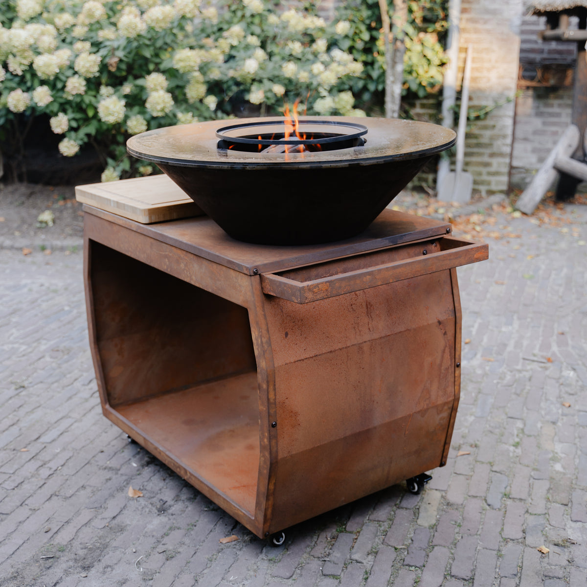 BBQ Plancha Grill Big Jack Acero corten 3.0 - Con tapa y leñero