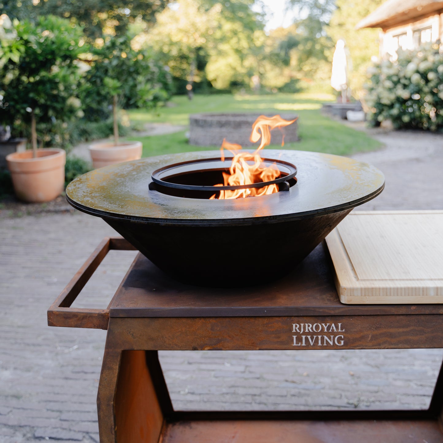 BBQ Plancha Grill Big Jack Acero corten 3.0 - Con tapa y leñero