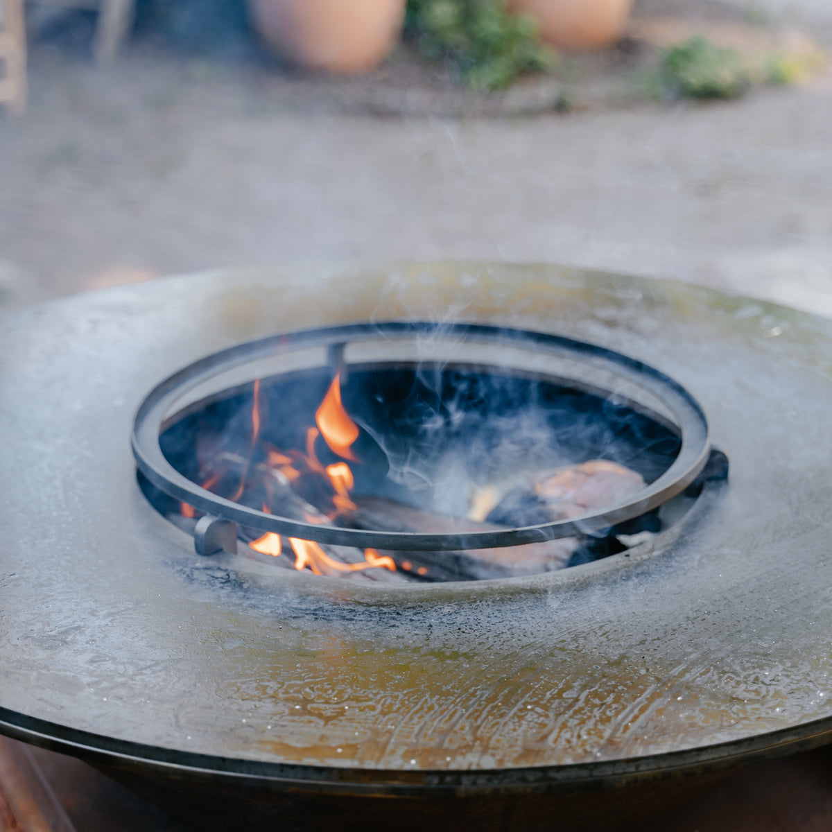 BBQ Plancha Grill Big Jack Acero corten 3.0 - Con tapa y leñero