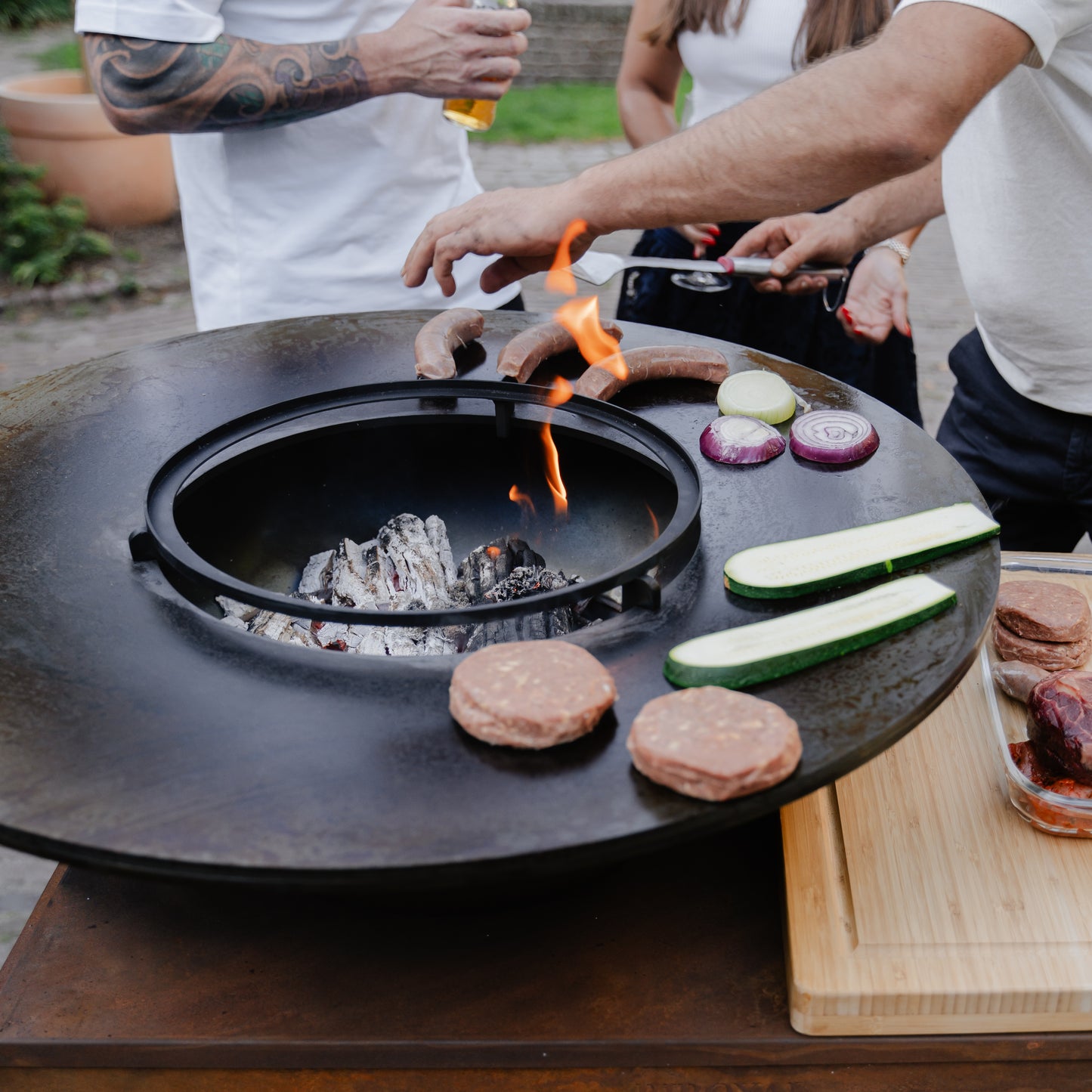 BBQ Plancha Grill Big Jack Acero corten 3.0 - Con tapa y leñero