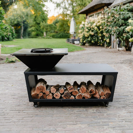 Brasero BBQ Plancha Grill Compañía - con tapa y depósito de leña 60Ø - Sin Tabla Cortar